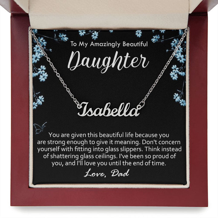 Empowering Name Necklace from Dad to Daughter