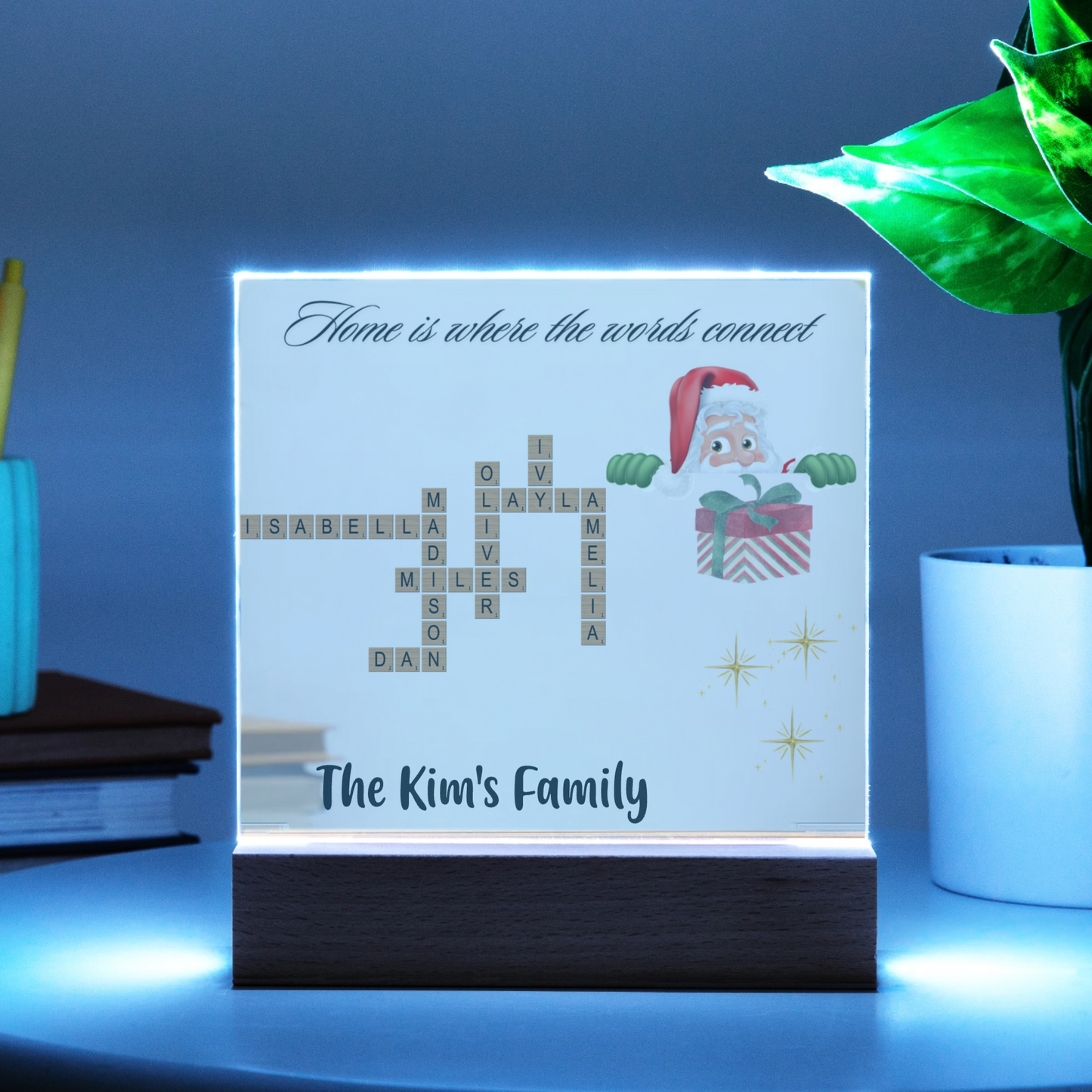 Personalized Family Crossword Acrylic Plaque - Christmas Edition