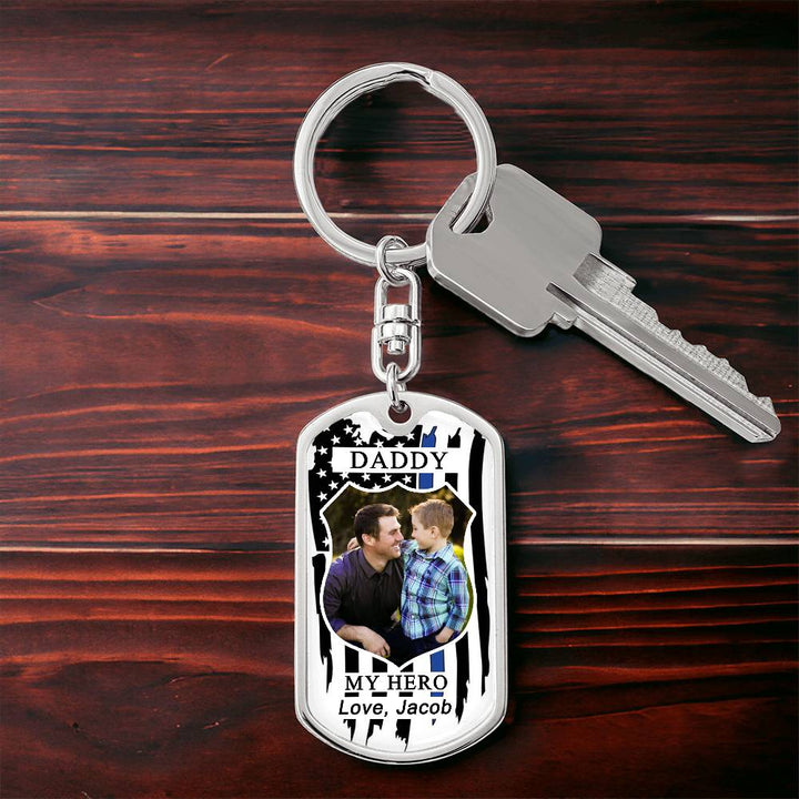 Personalized Dad Photo Keychain with Engraving