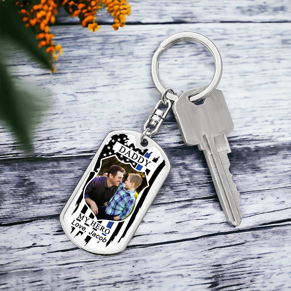Personalized Dad Photo Keychain with Engraving