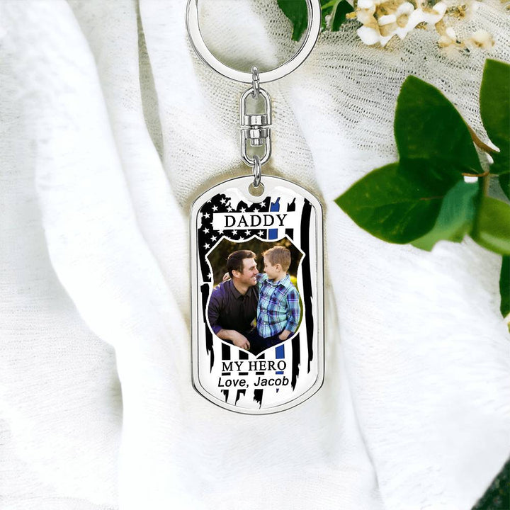 Personalized Dad Photo Keychain with Engraving