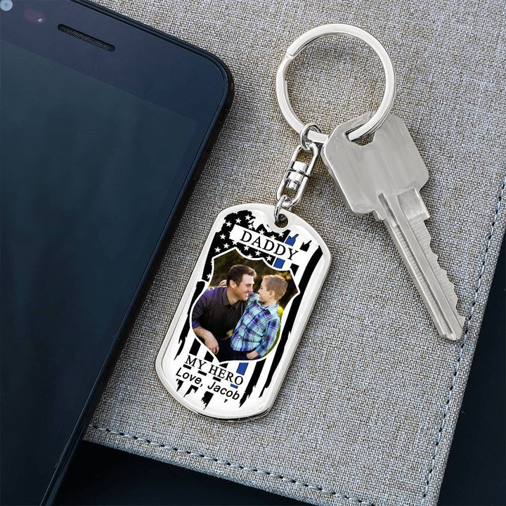 Personalized Dad Photo Keychain with Engraving