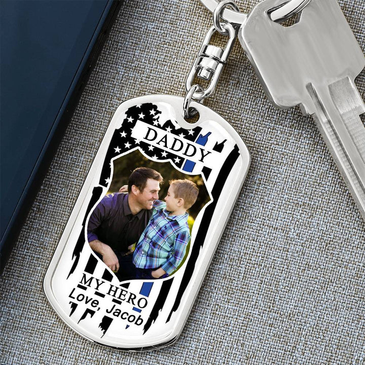 Personalized Dad Photo Keychain with Engraving