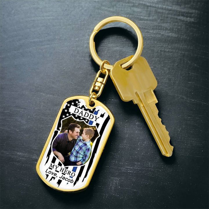 Personalized Dad Photo Keychain with Engraving