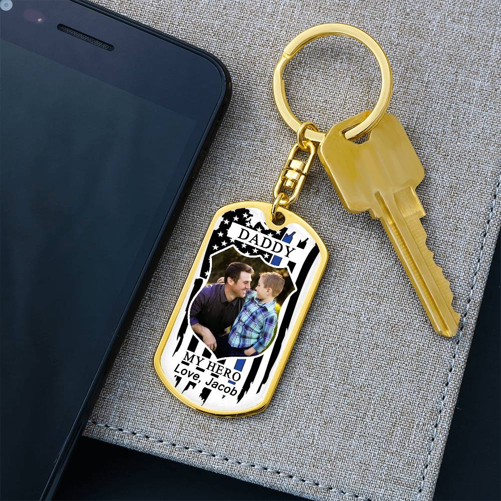 Personalized Dad Photo Keychain with Engraving