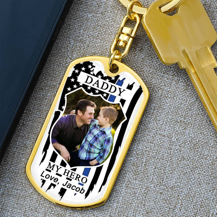 Personalized Dad Photo Keychain with Engraving