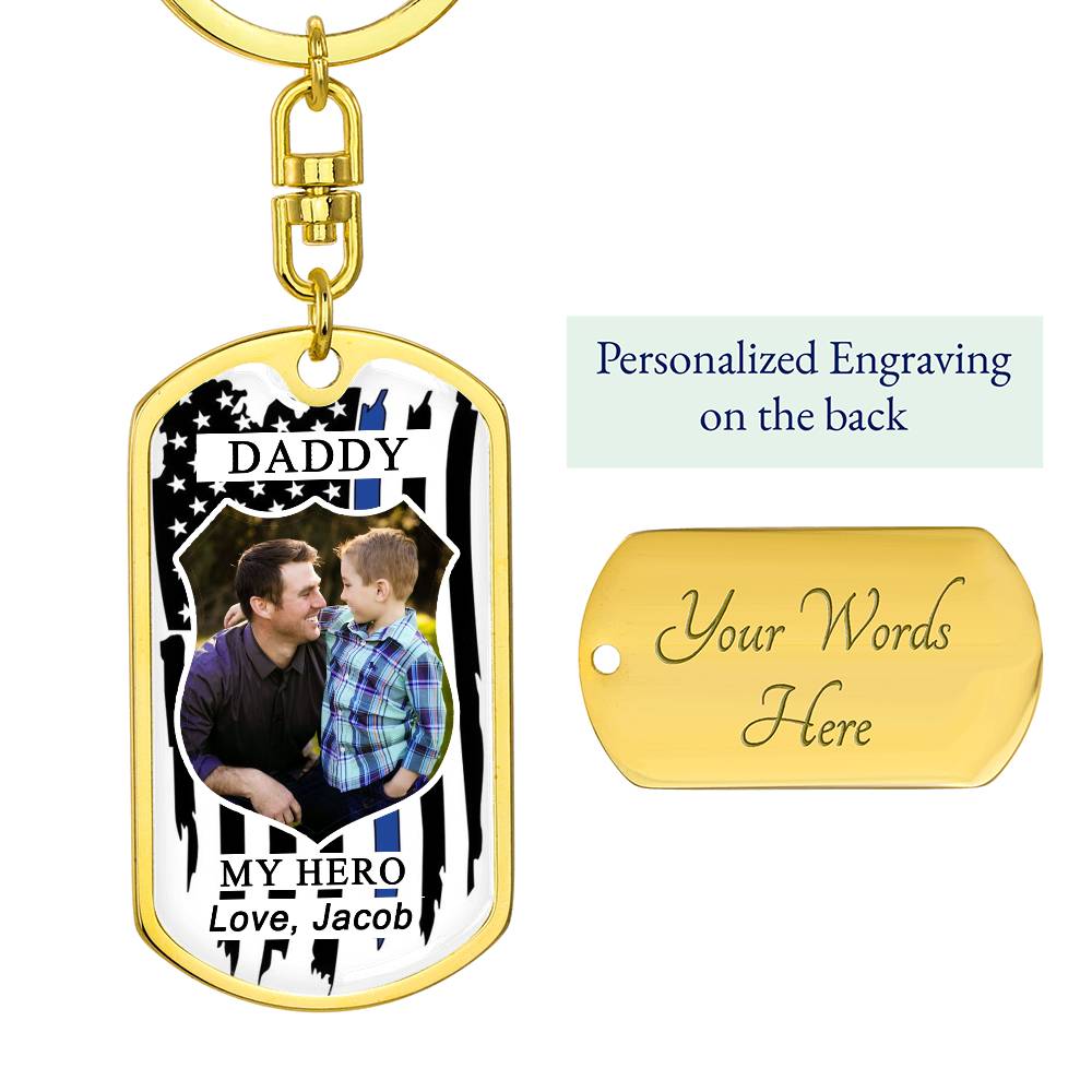 Personalized Dad Photo Keychain with Engraving
