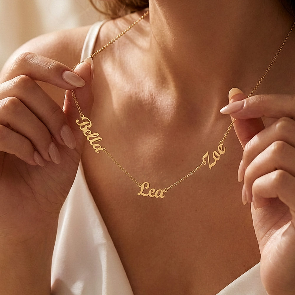 Personalized Multiple Name Necklace – Custom Kids Names Jewelry for Mom or Grandma