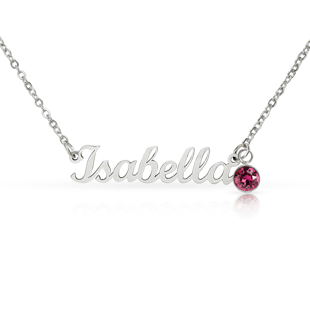Personalized Name Necklace with Birthstone | Custom Cursive Name Pendant