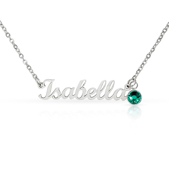 Personalized Name Necklace with Birthstone | Custom Cursive Name Pendant