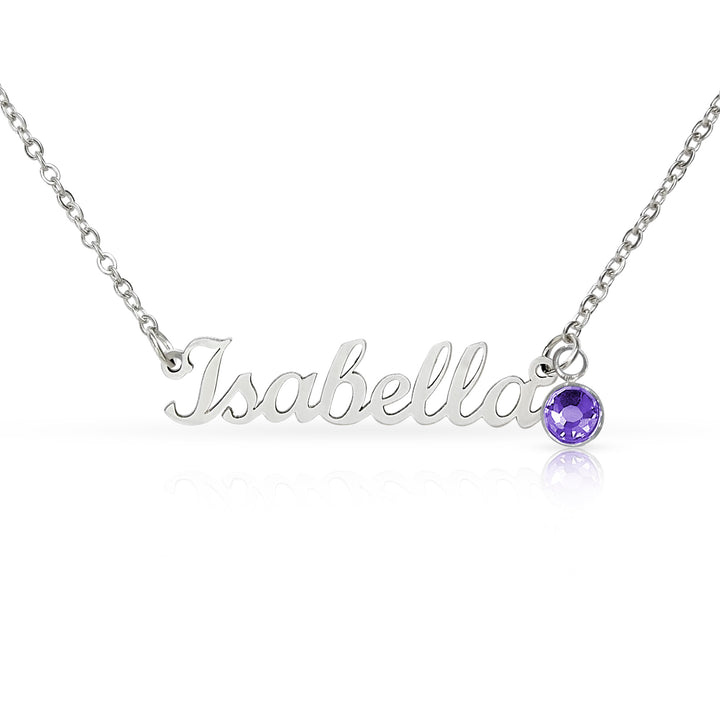 Personalized Name Necklace with Birthstone | Custom Cursive Name Pendant