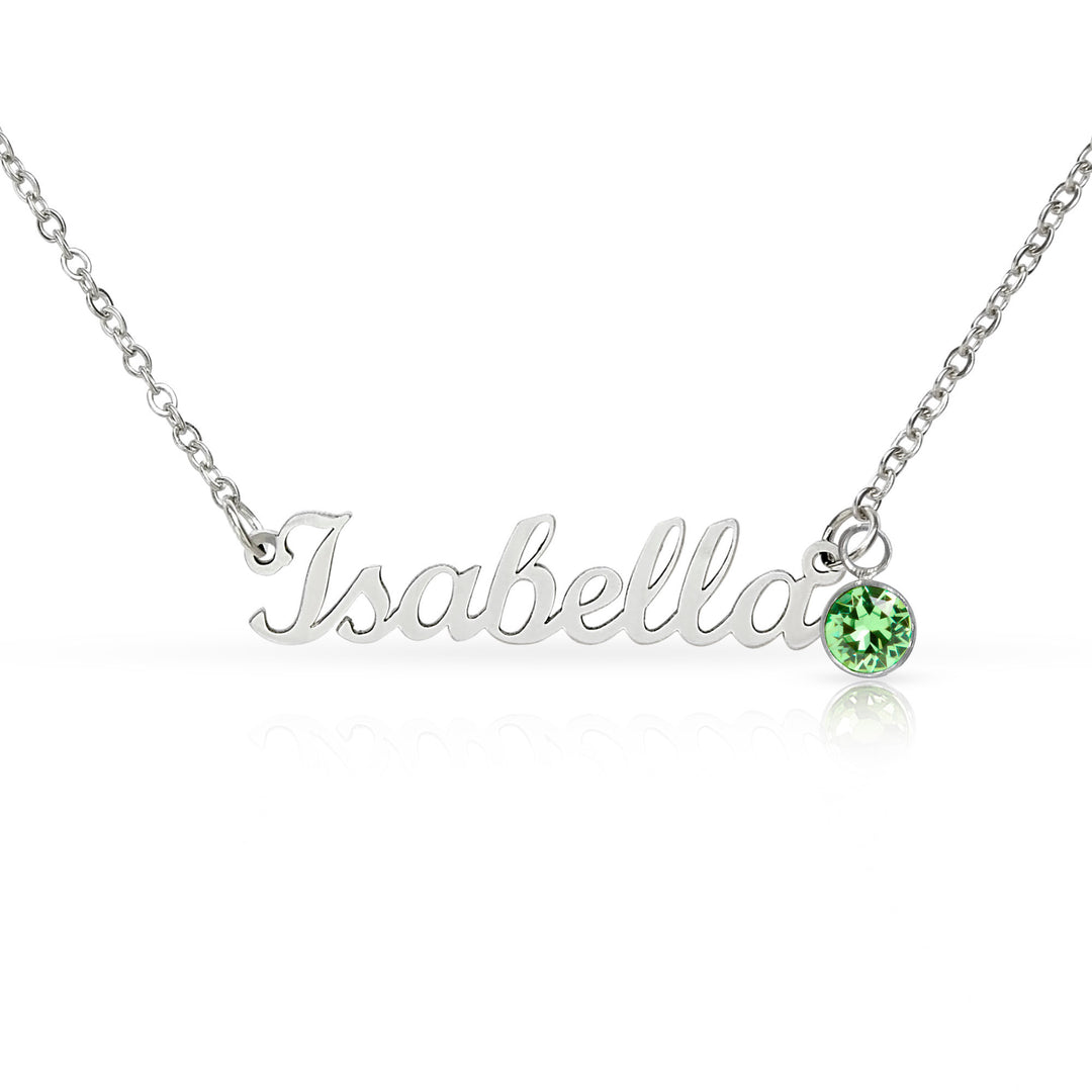 Personalized Name Necklace with Birthstone | Custom Cursive Name Pendant