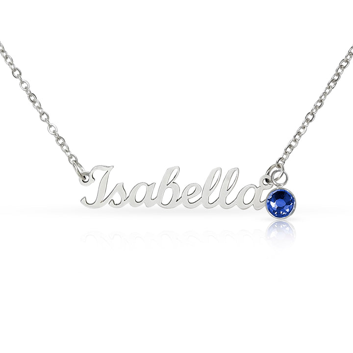 Personalized Name Necklace with Birthstone | Custom Cursive Name Pendant