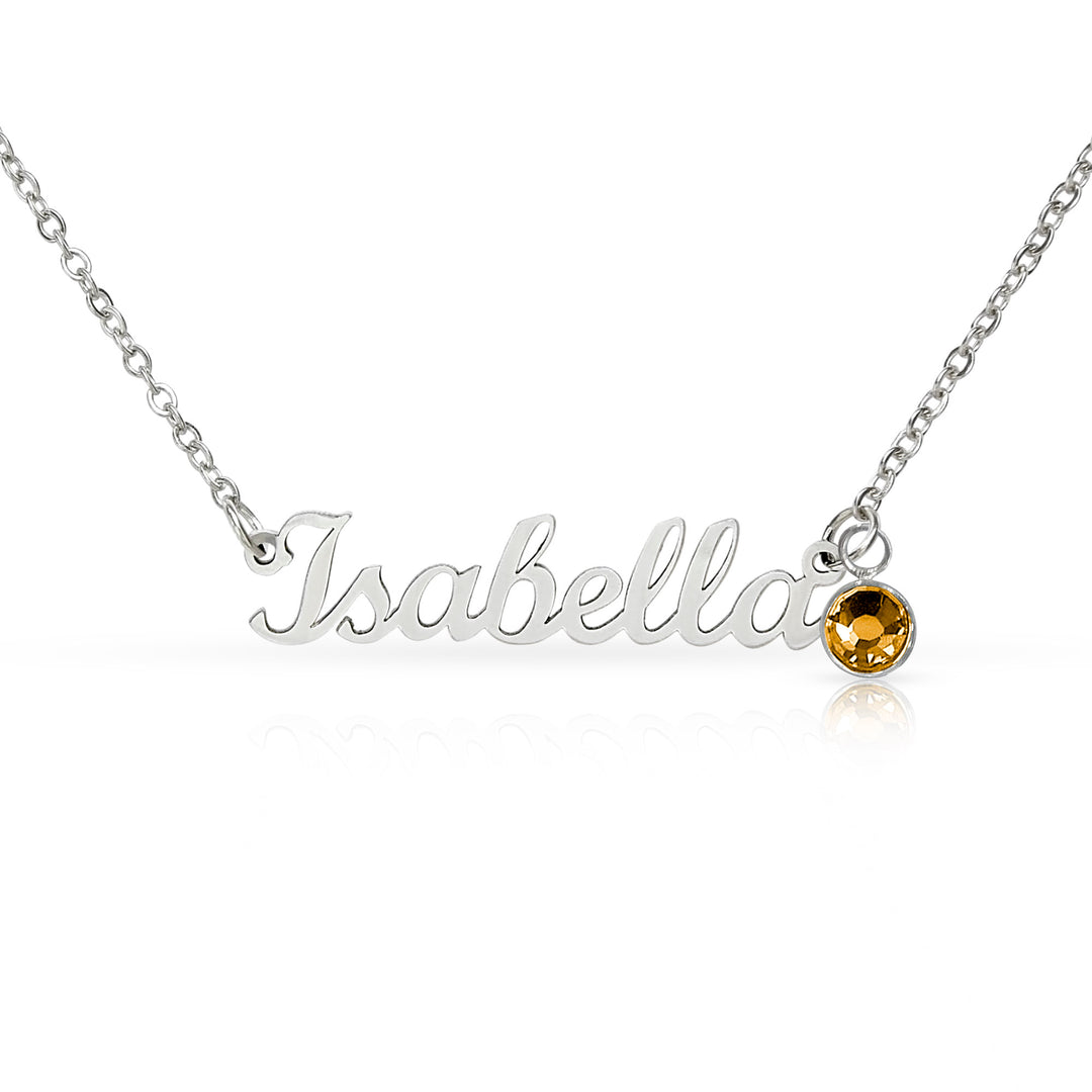 Personalized Name Necklace with Birthstone | Custom Cursive Name Pendant