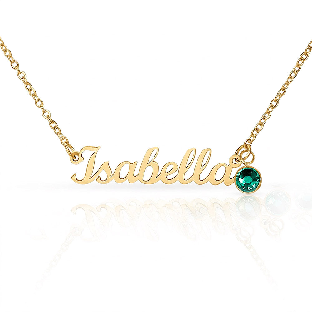 Personalized Name Necklace with Birthstone | Custom Cursive Name Pendant