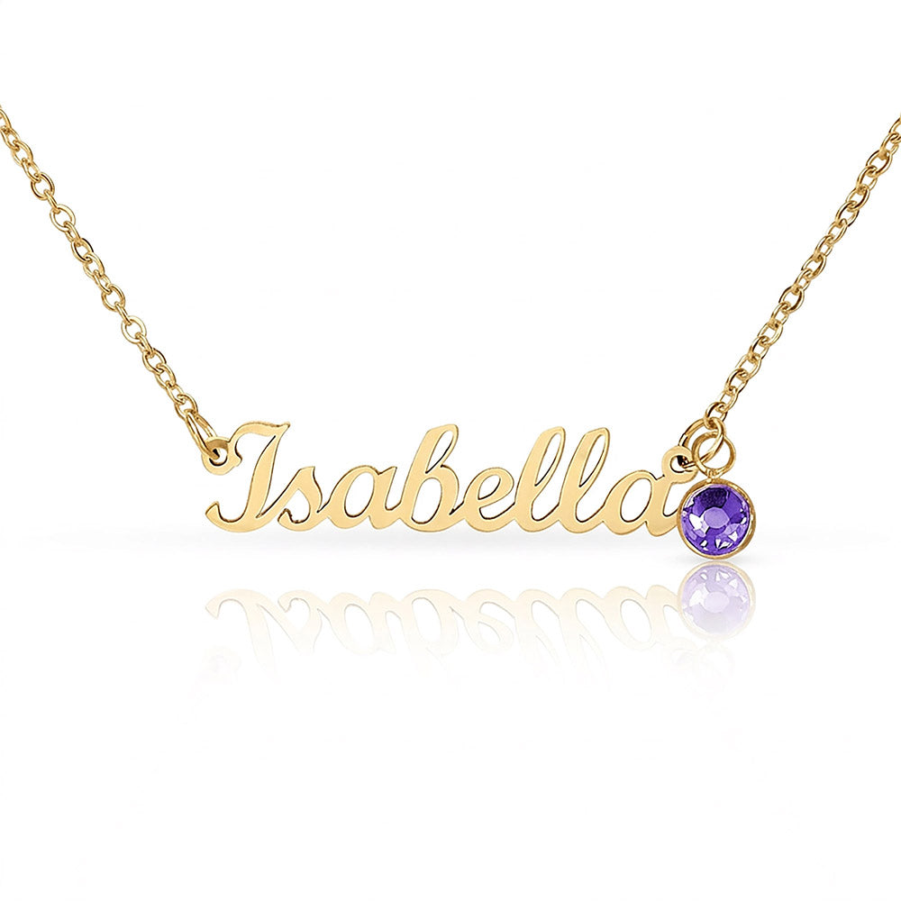 Personalized Name Necklace with Birthstone | Custom Cursive Name Pendant