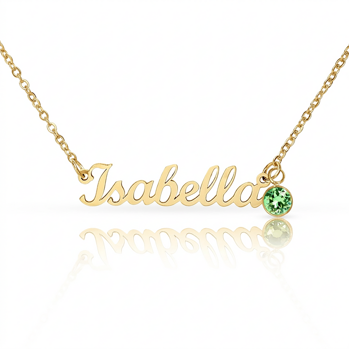Personalized Name Necklace with Birthstone | Custom Cursive Name Pendant