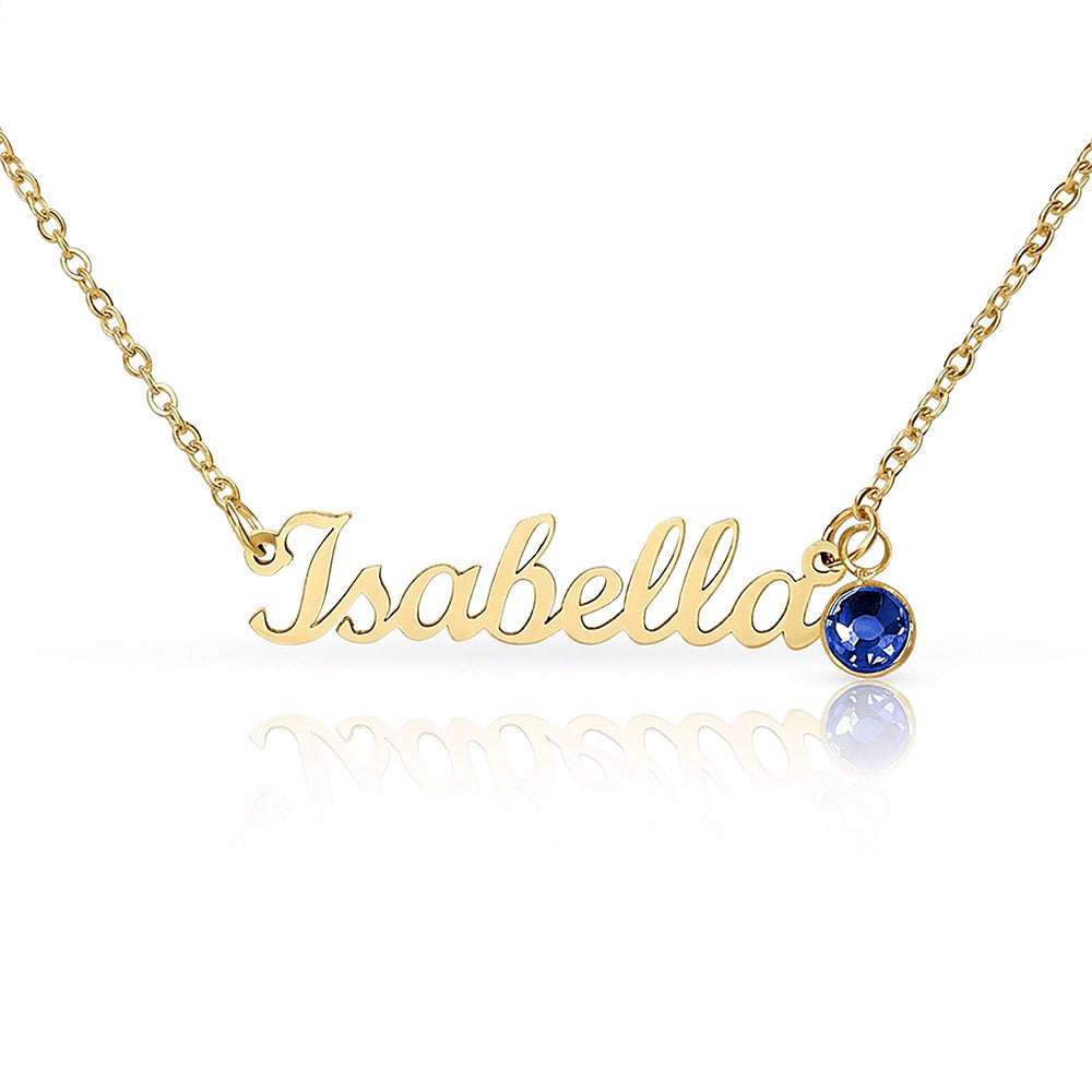 Personalized Name Necklace with Birthstone | Custom Cursive Name Pendant