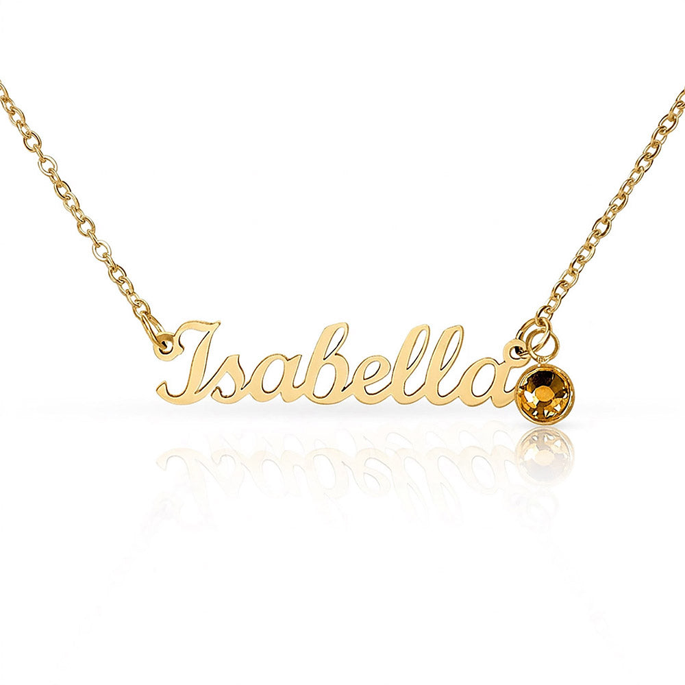 Personalized Name Necklace with Birthstone | Custom Cursive Name Pendant