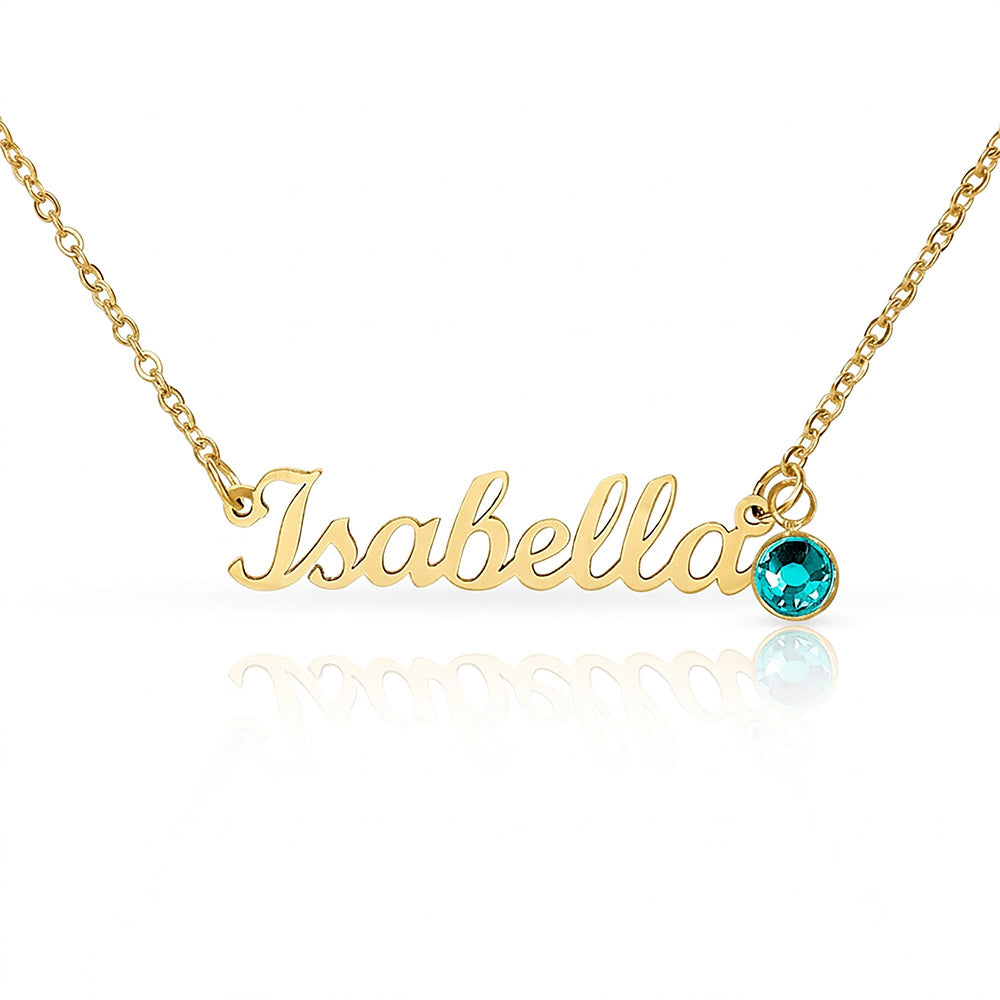 Personalized Name Necklace with Birthstone | Custom Cursive Name Pendant
