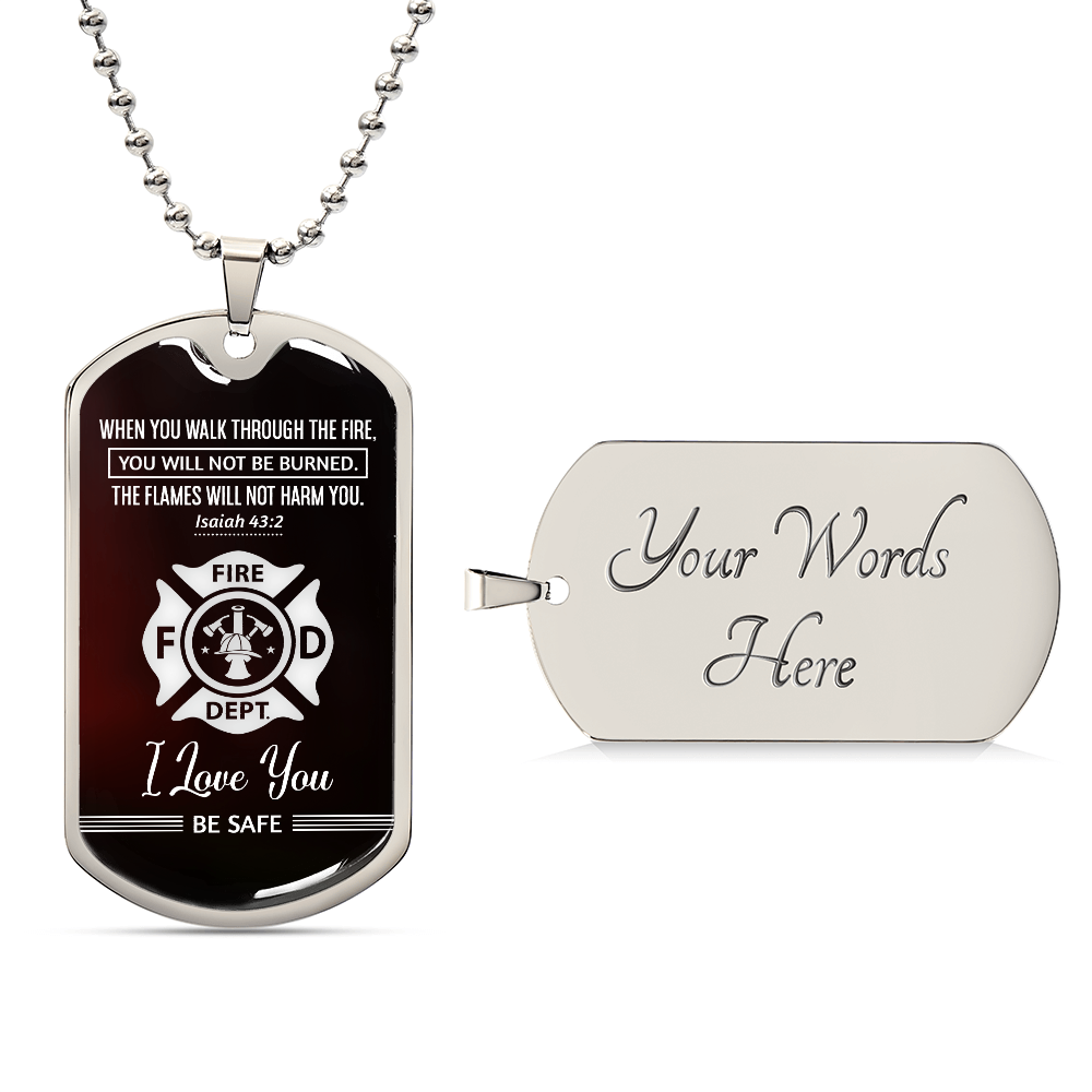Firefighter Christian Wall Art, Isaiah 43:2 Bible Verse Print, Fire Dept Decor, Fireman Gift from Wife, Be Safe Firefighter Poster