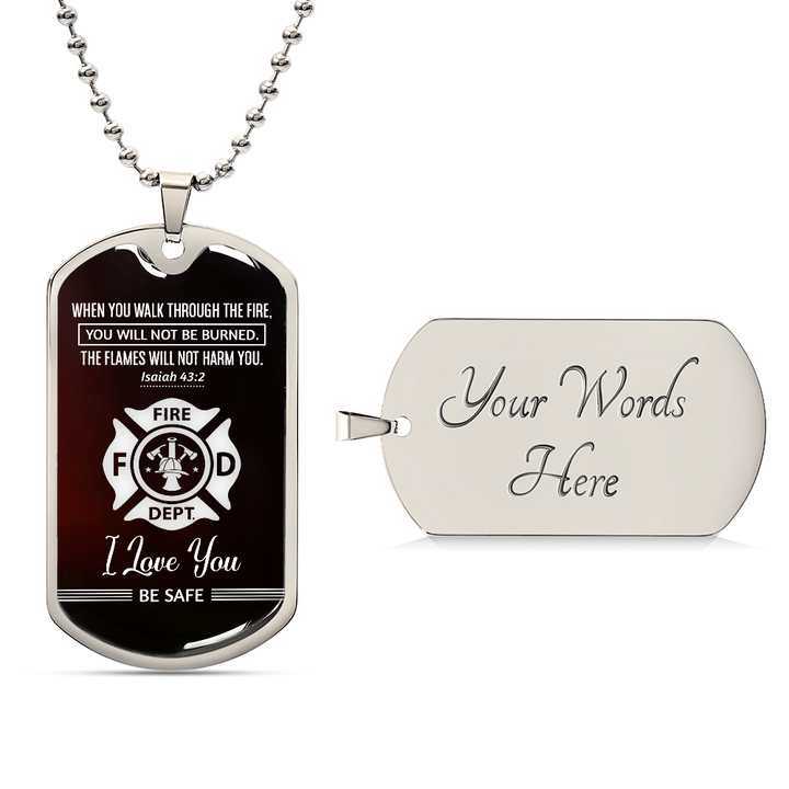 Firefighter Christian Wall Art, Isaiah 43:2 Bible Verse Print, Fire Dept Decor, Fireman Gift from Wife, Be Safe Firefighter Poster