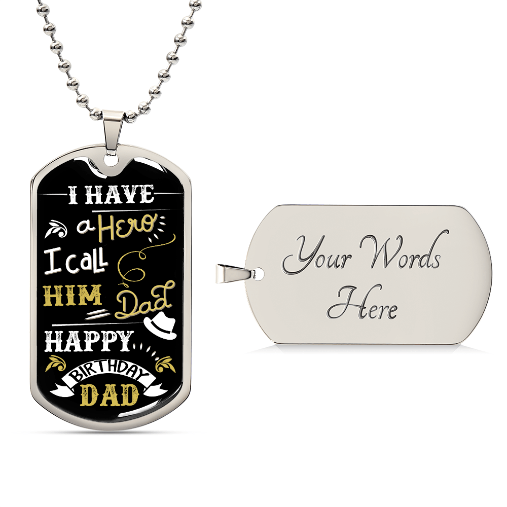 Happy Birthday Dad Wall Art, I Have a Hero I Call Him Dad Print, Father Birthday Gift, Dad Quote Poster, Gift from Son or Daughter