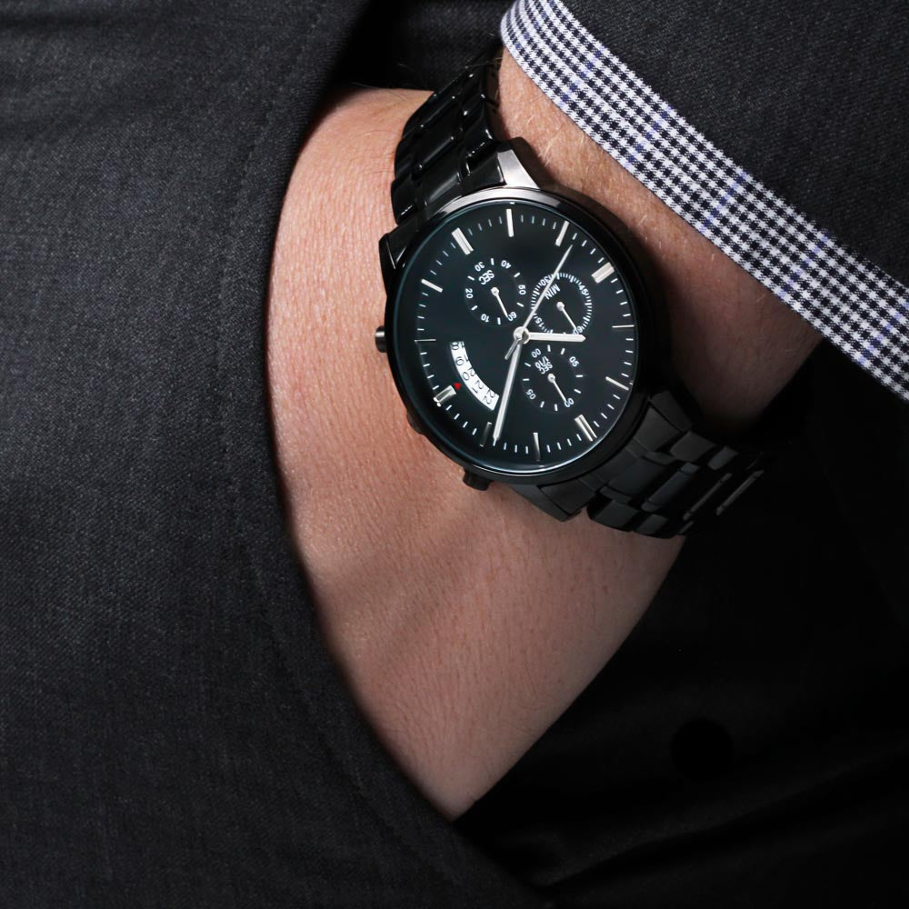 Personalized Police Officer Engraved Black Watch