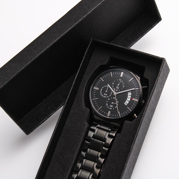 Personalized Police Officer Engraved Black Watch