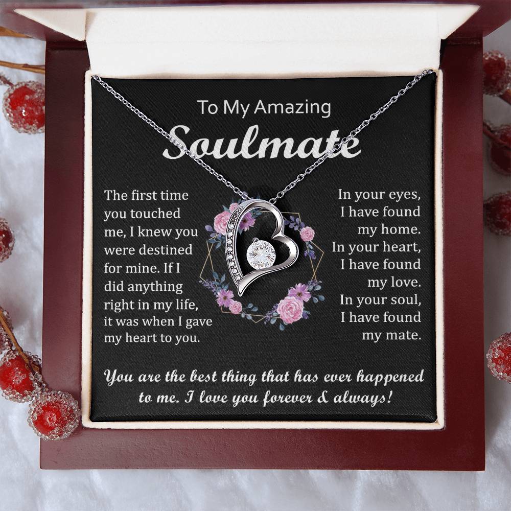 Heart Pendant Necklace for Soulmate with Message