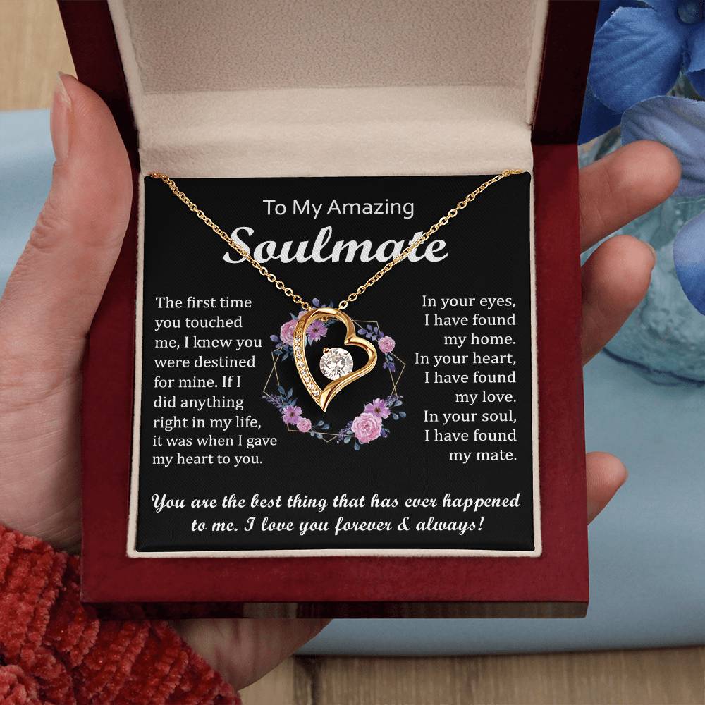 Heart Pendant Necklace for Soulmate with Message