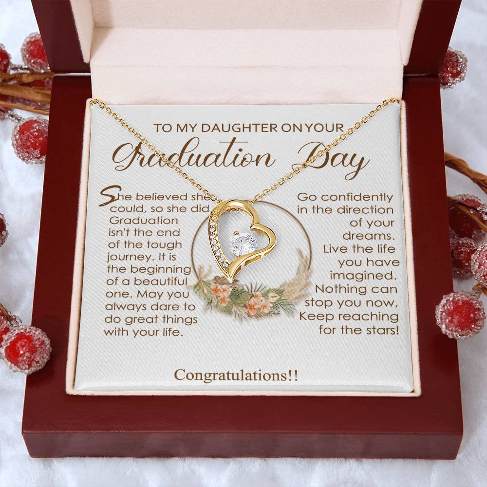 Graduation Heart Necklace for Daughter Gift