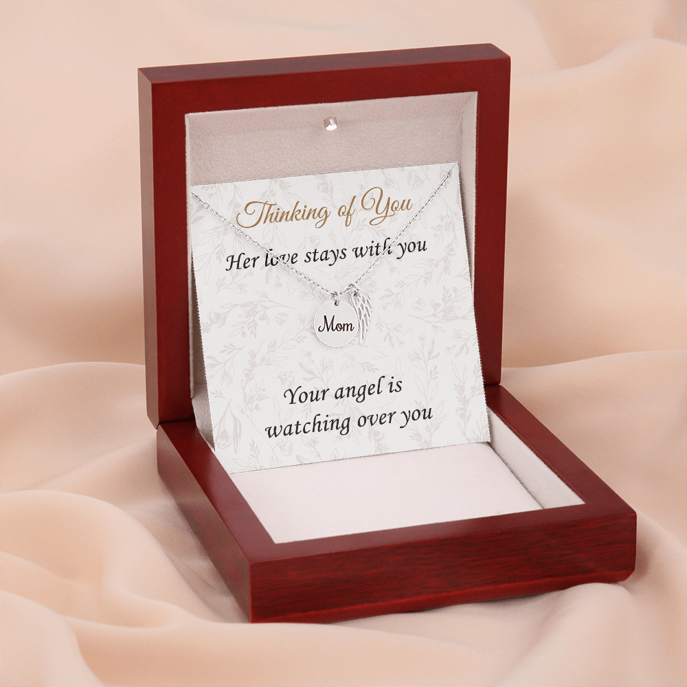 Loss of Mother Sympathy Gift – Angel Wing Memorial Necklace for Her