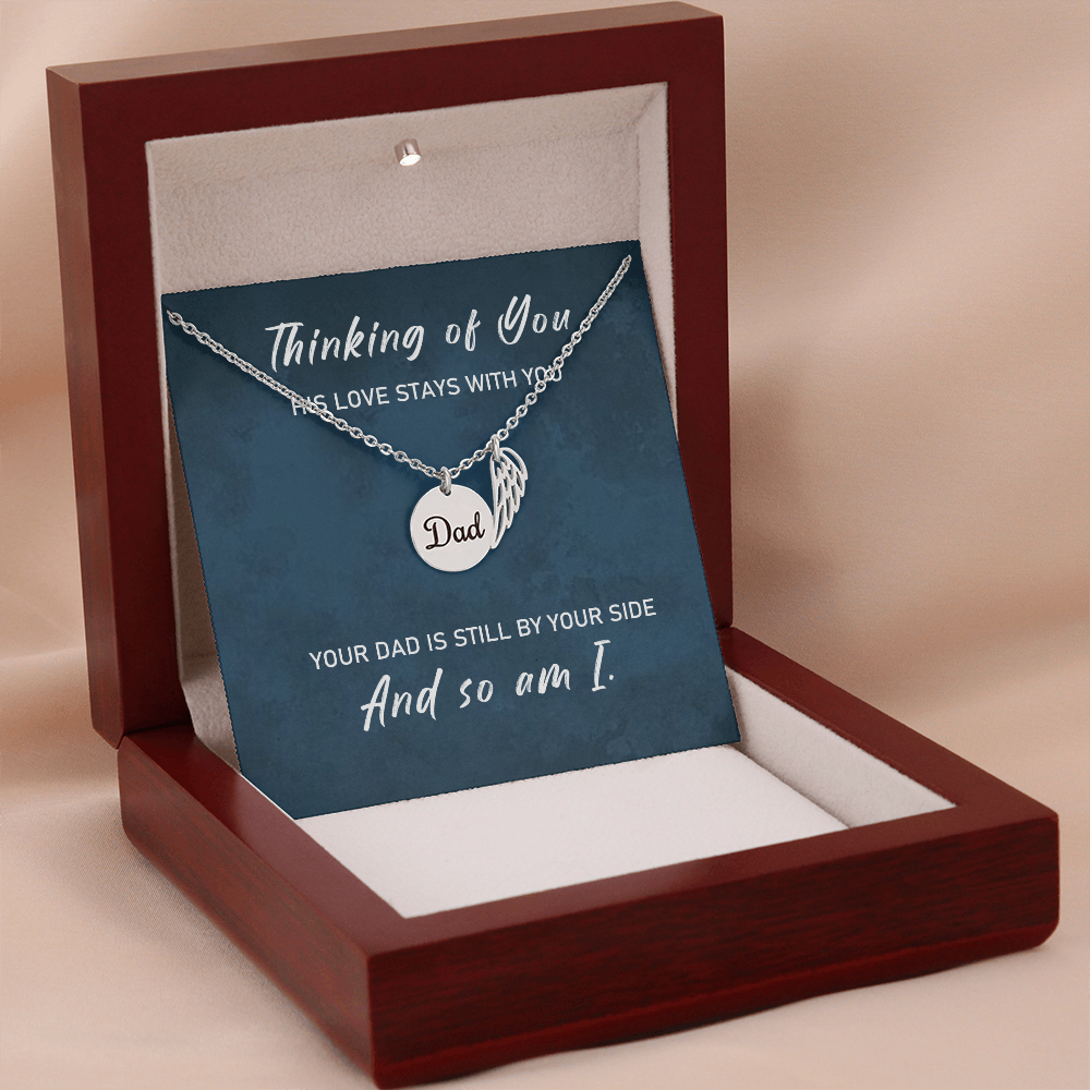 Loss of Father Sympathy Gift – Angel Wing Memorial Necklace