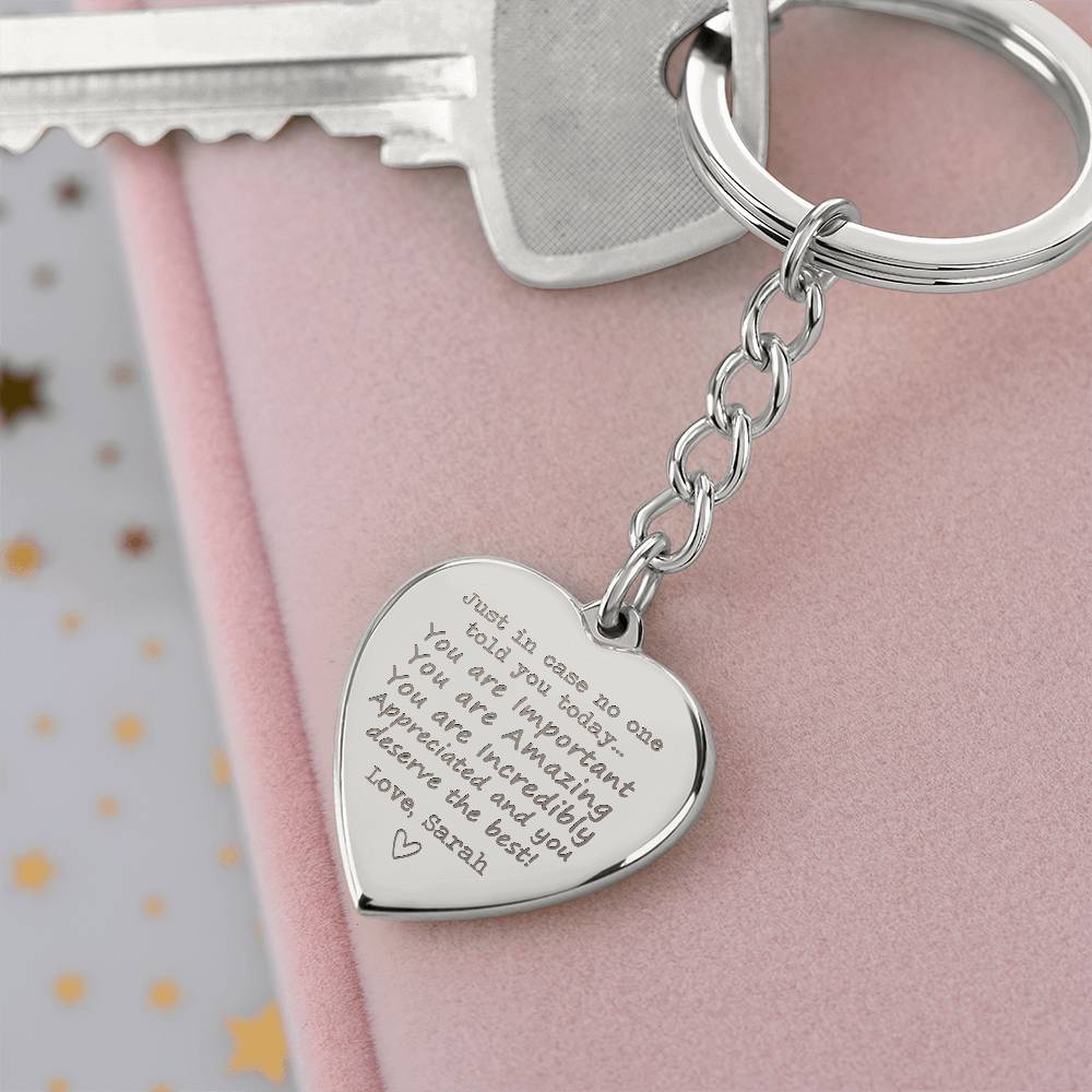 Engraved Heart Keychain with Loving Message