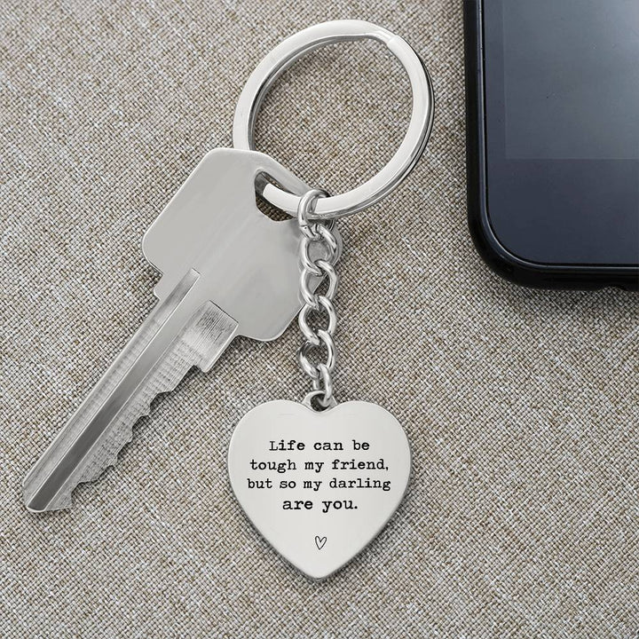 Heart-Shaped Keychain with Friendship Engraving