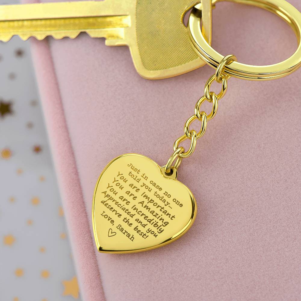 Engraved Heart Keychain with Loving Message