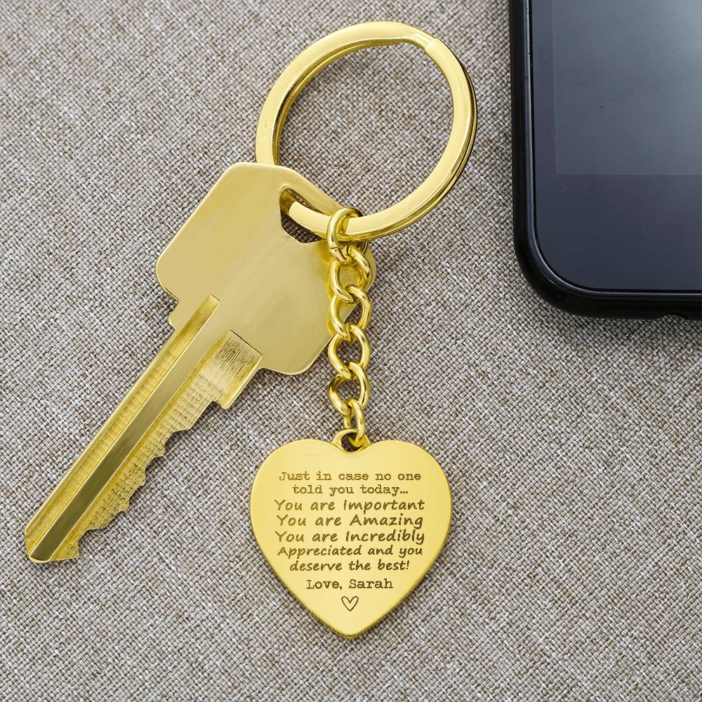 Engraved Heart Keychain with Loving Message