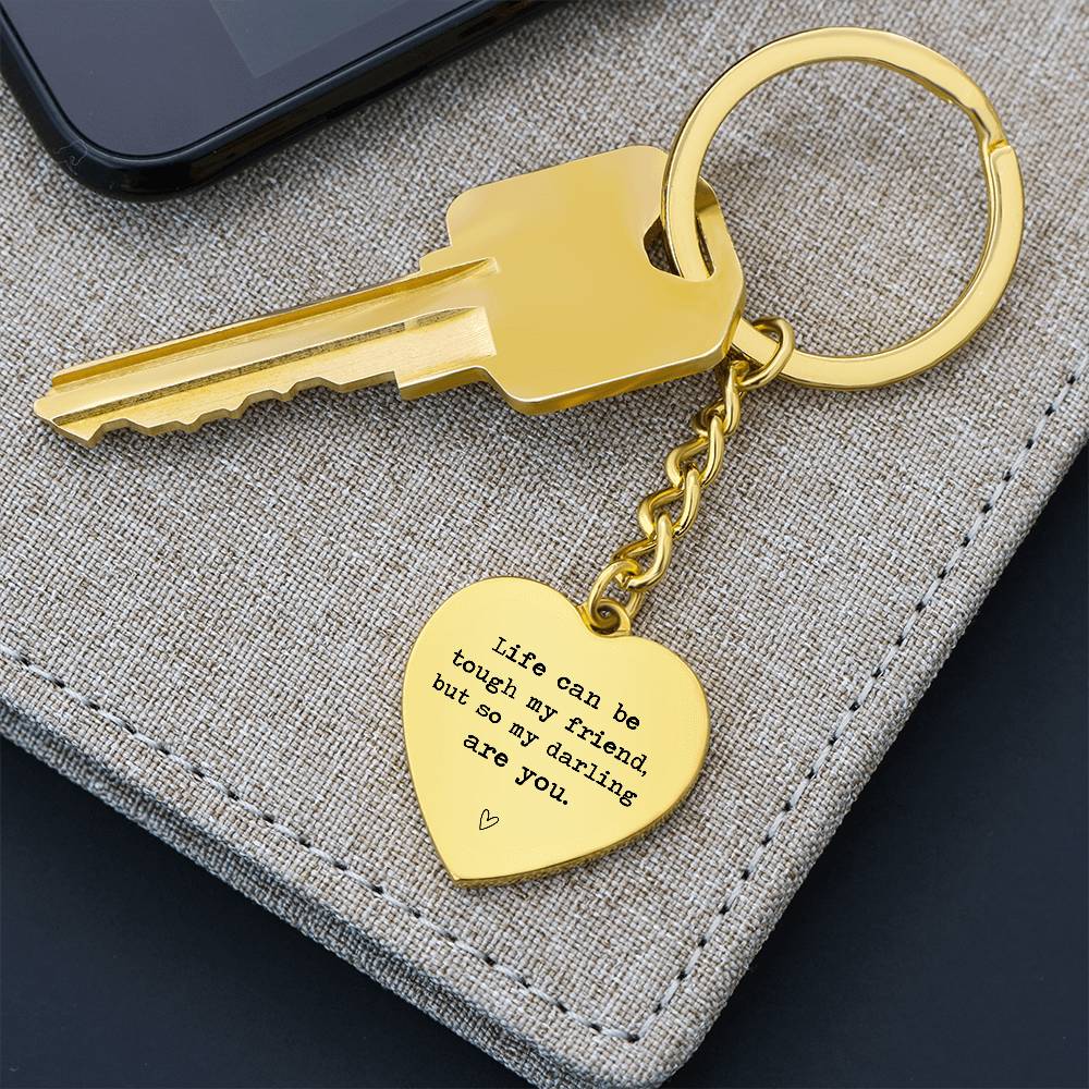Heart-Shaped Keychain with Friendship Engraving