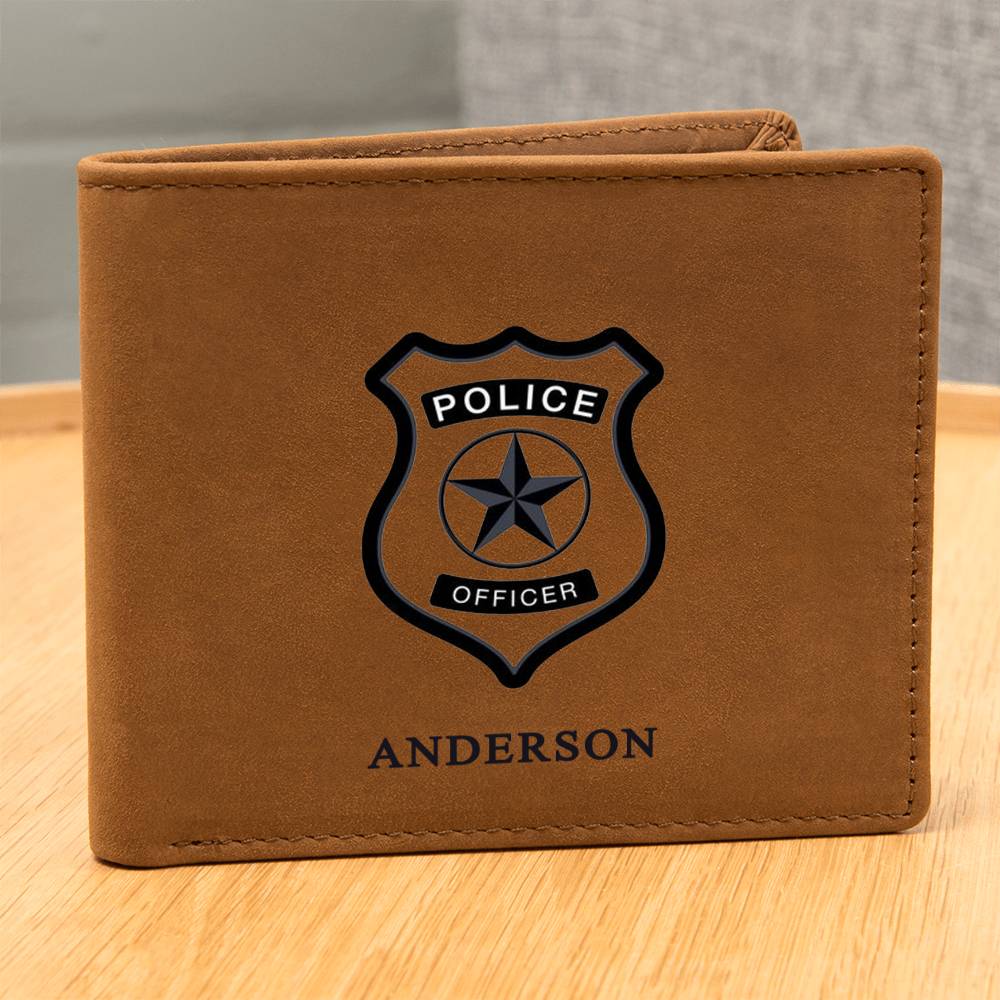 Personalized Police Officer Engraved Leather Wallet