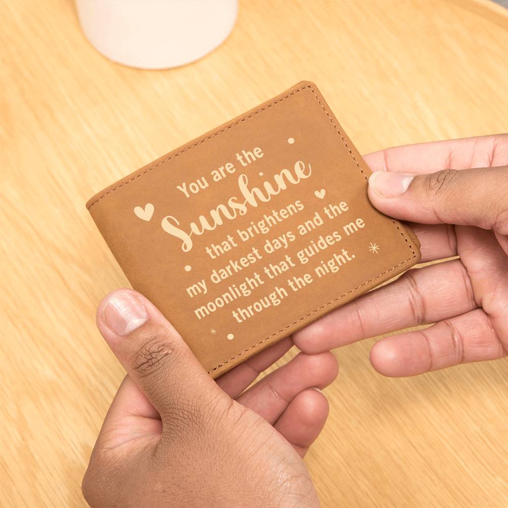 Sunshine and Moonlight Engraved Leather Wallet