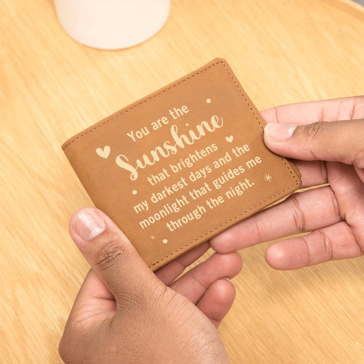 Sunshine and Moonlight Engraved Leather Wallet