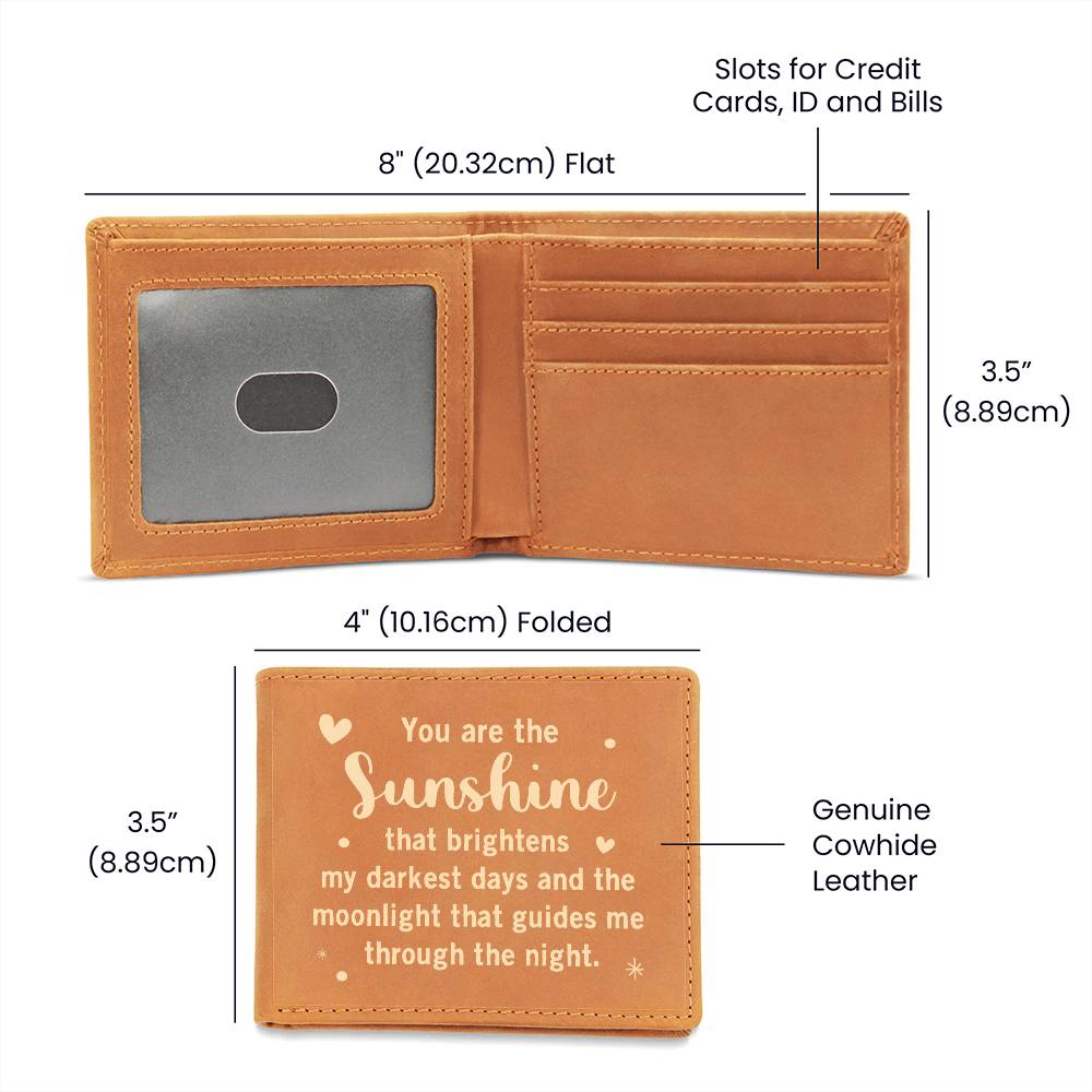 Sunshine and Moonlight Engraved Leather Wallet