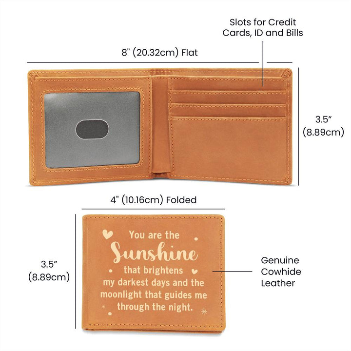 Sunshine and Moonlight Engraved Leather Wallet
