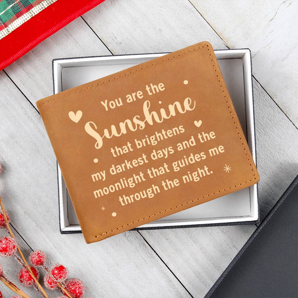 Sunshine and Moonlight Engraved Leather Wallet