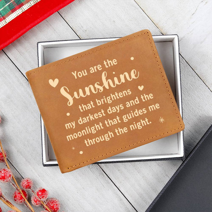 Sunshine and Moonlight Engraved Leather Wallet
