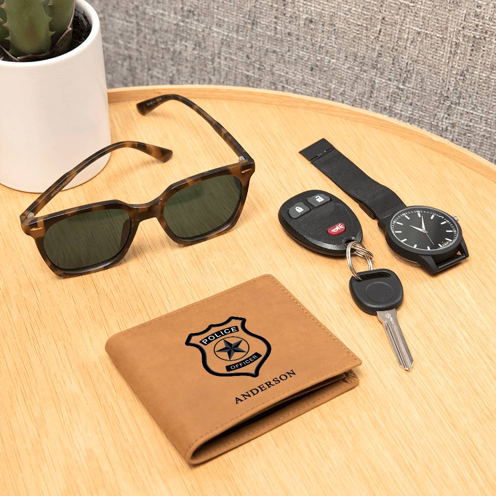 Personalized Police Officer Engraved Leather Wallet