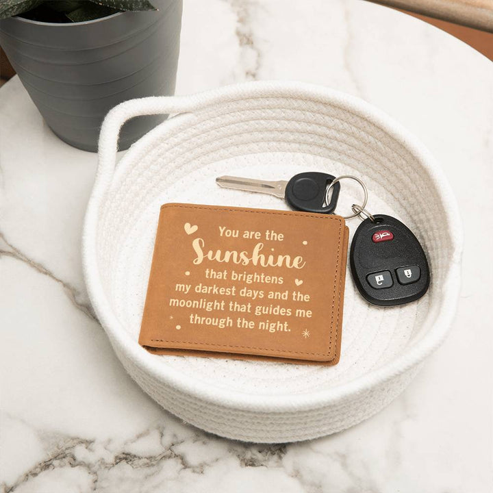 Sunshine and Moonlight Engraved Leather Wallet