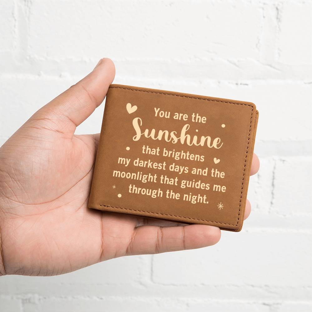 Sunshine and Moonlight Engraved Leather Wallet