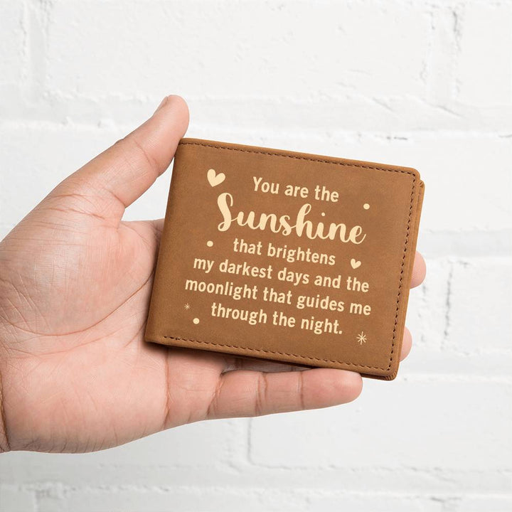 Sunshine and Moonlight Engraved Leather Wallet